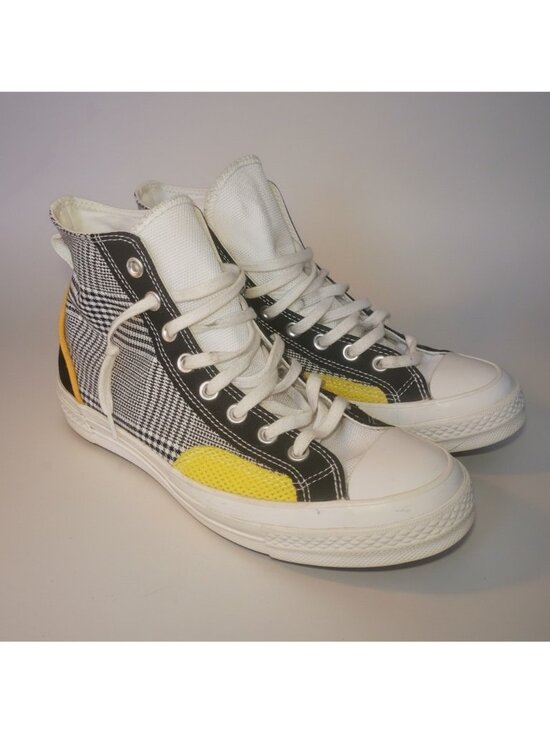 Converse Other - Converse Chuck 70 Hacked Fashion Hi Plaid Sneakers Black Yellow 8.5 M 10.5 W